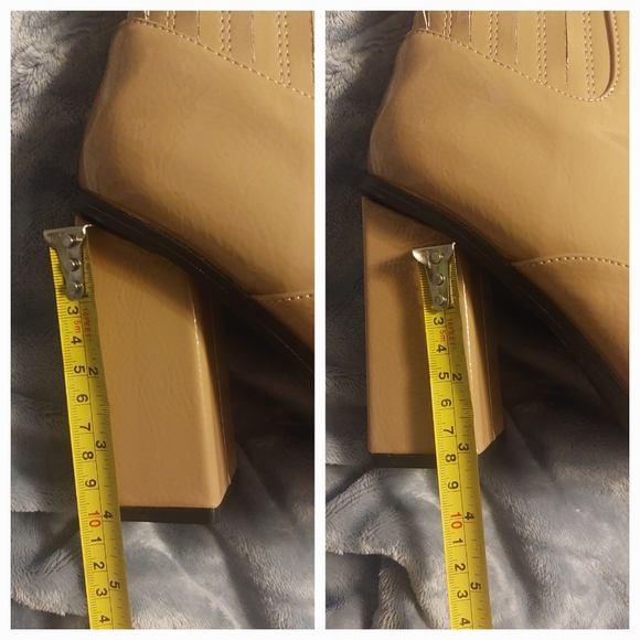 PLT Beige Patent High Block Heel Chelsea Boots Sz 7 - Picture 6 of 16